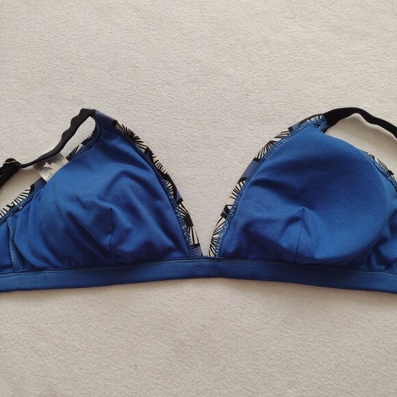 Marimekko For Target Blue & Black Print Triangle Bikini Top L - Picture 4 of 9